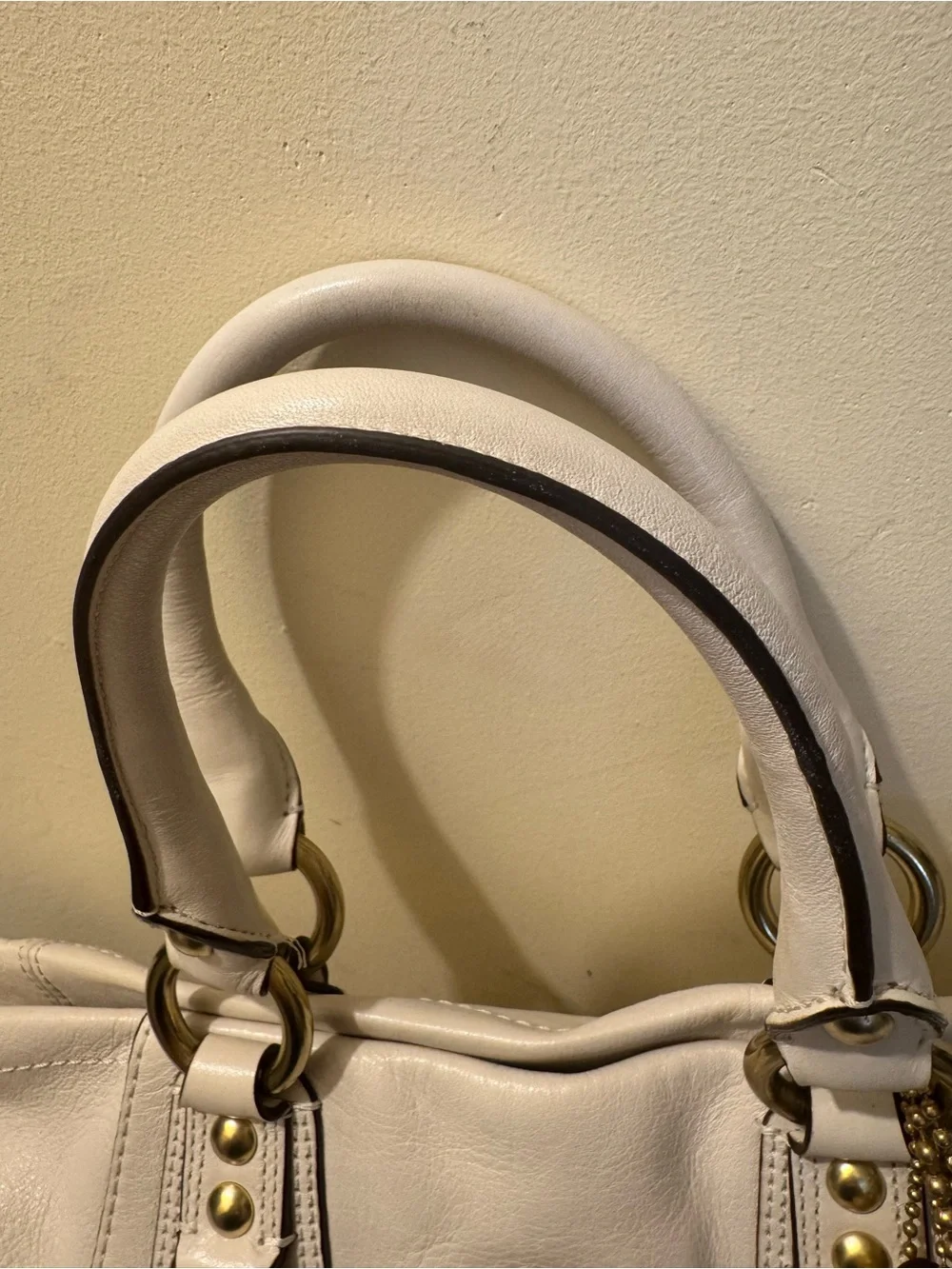 Vintage 2008 Coach Madison Julianne Cream Leather Crossbody Satchel Tote - MINT